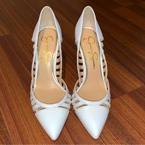 White Jessica Simpson Pointed Heels